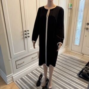 MAXMARA Weekend black and cream piping long sleeved dress size US 14